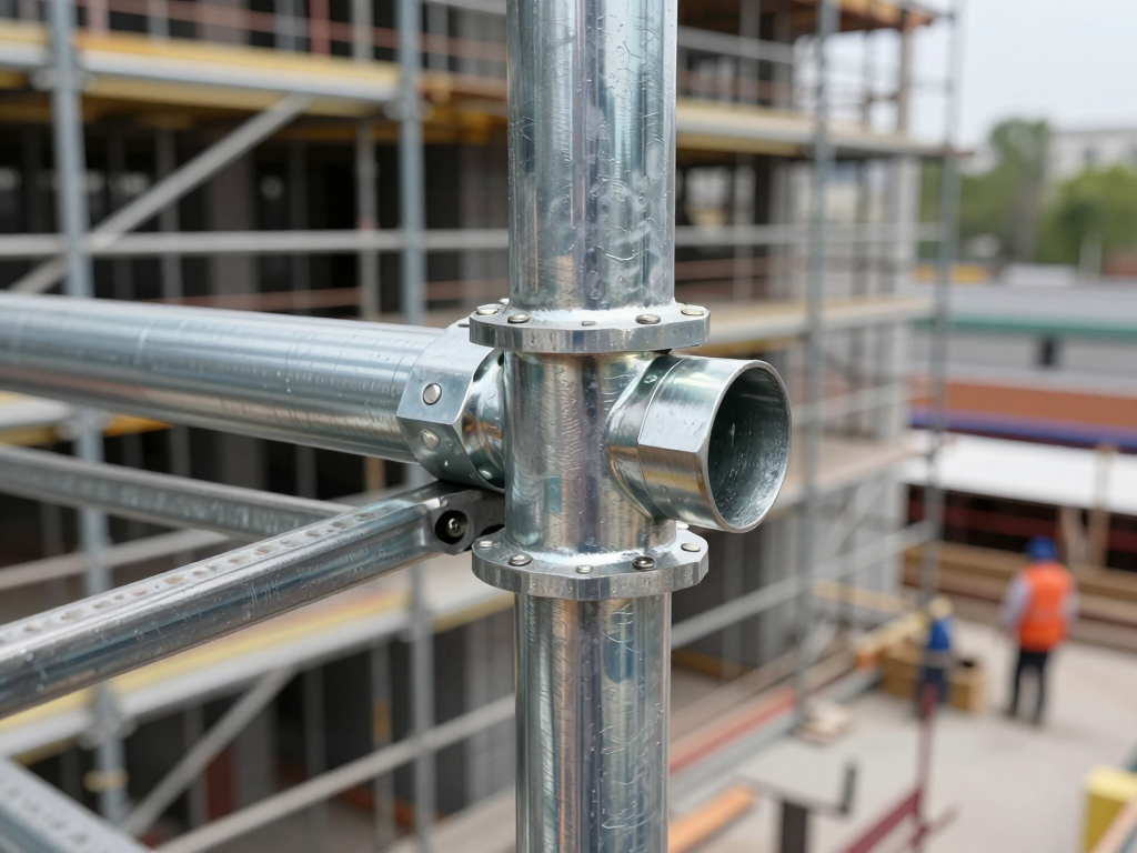 Steel scaffold tower with tube and coupler joints