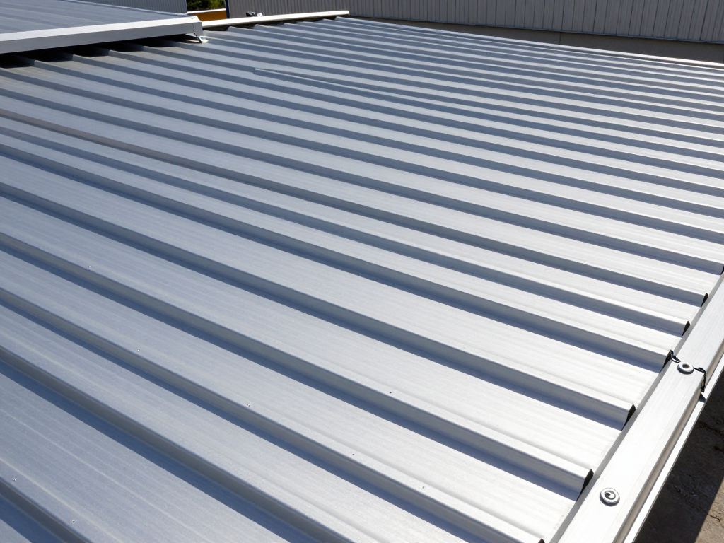 Corrugated aluminum roofing sheets on an industrial building